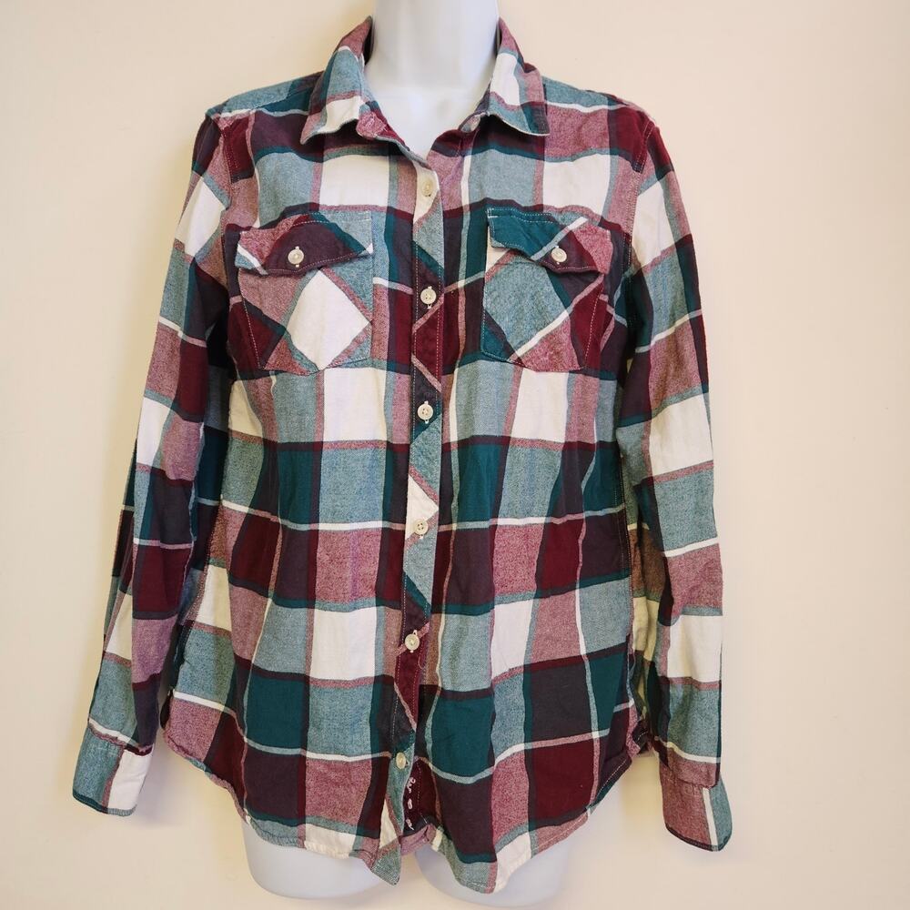 Eddie Bauer Plaid Long Sleeve Button Up‎ Shirt Size L Casual Western